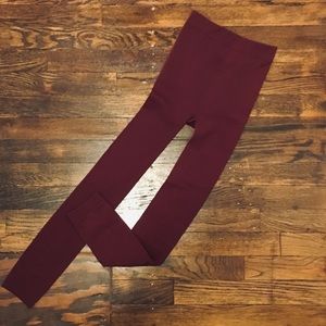 NWOT Fleece Lined Burgundy Leggings